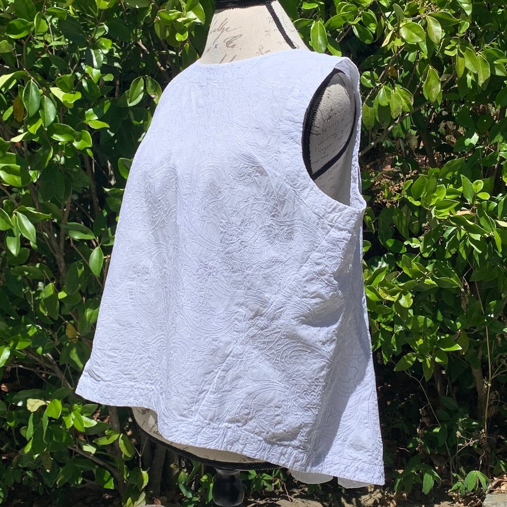 Lafayette 148 White Embroidered Trapeze Blouse 18
